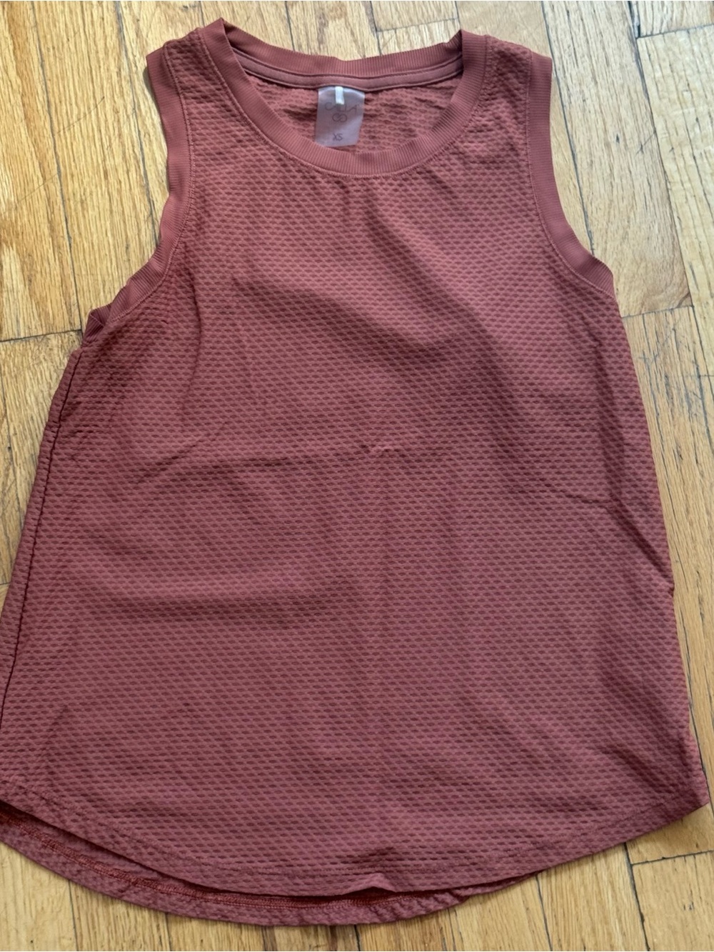 Textured Sleeveless Tank Top in Rust